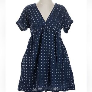 Madewell Navy and White V-Neck Dress